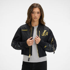 Alpha Industries x New York Knicks Black and Gold Women's Cropped L-2B Bomber Jacket