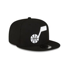 Utah Jazz Basic Black & White 9FIFTY Snapback Hat