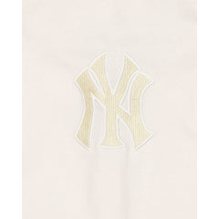 New York Yankees Off White Script Long Sleeve Rugby Shirt