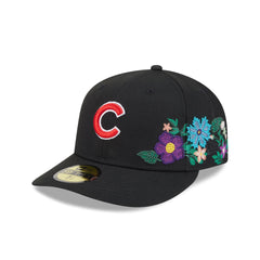 Chicago Cubs Tonal Florals Black 59FIFTY Fitted Hat