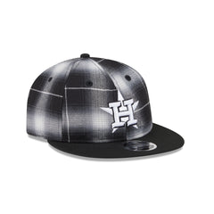 Houston Astros Black and White Plaid Retro Crown 9FIFTY Snapback Hat