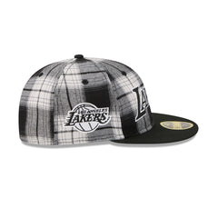 Los Angeles Lakers Grunge Plaid Retro Crown 59FIFTY Fitted Hat
