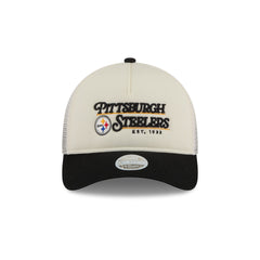 Pittsburgh Steelers Retro Chrome Women's White 9FORTY M-Crown A-Frame Trucker Hat