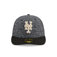 New York Mets Three Looms Tweedy Cotton Black 59FIFTY Fitted Hat
