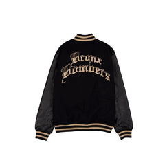 New York Yankees Gothic Lettering Black Wool Varsity Jacket
