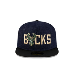 Milwaukee Bucks Navy Denim 59FIFTY A-Frame Fitted Hat