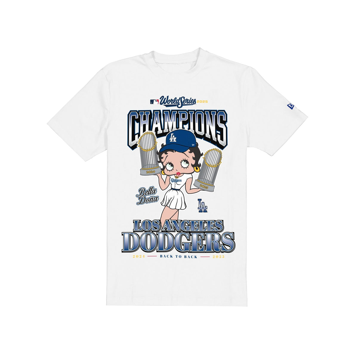 Bella Doña x Betty Boop x Los Angeles Dodgers 2025 World Series Champions White T-Shirt