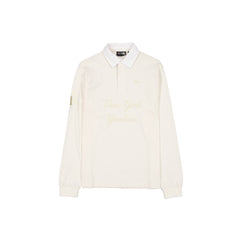 New York Yankees Off White Script Long Sleeve Rugby Shirt