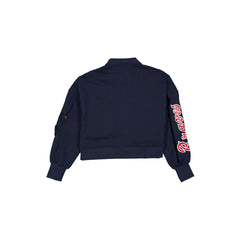 Alpha Industries x Atlanta Braves Navy Women's Full Zip Cropped Fleece Jacket