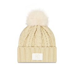 New York Yankees Cream Women's Pom Knit Hat