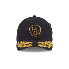 Alpha Industries x Milwaukee Brewers Black 9FORTY M-Crown A-Frame Snapback Hat