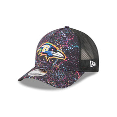 Baltimore Ravens 2025 Crucial Catch 9FORTY M-Crown A-Frame Trucker Hat