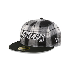 Los Angeles Lakers Grunge Plaid Retro Crown 59FIFTY Fitted Hat
