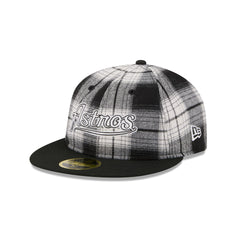 Houston Astros Grunge Plaid Retro Crown 59FIFTY Fitted Hat