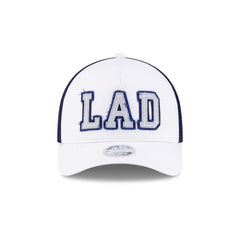 Los Angeles Dodgers Optic White Felt Logo Women's 9FORTY M-Crown A-Frame Trucker Hat