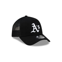 Athletics Side Script Black 9FORTY A-Frame Trucker Hat
