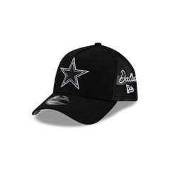 Dallas Cowboys Side Script Black 9FORTY A-Frame Trucker Hat