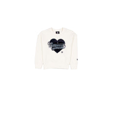 Dallas Cowboys Girls Sequin Heart Chrome White Crewneck