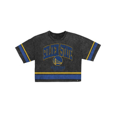 Golden State Warriors Women's Vintage Stripe Cropped T-Shirt