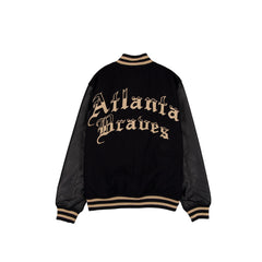 Atlanta Braves Gothic Lettering Black Wool Varsity Jacket