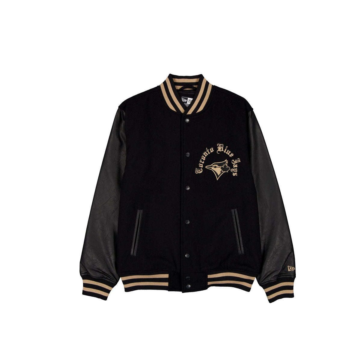 Toronto Blue Jays Gothic Lettering Black Wool Varsity Jacket