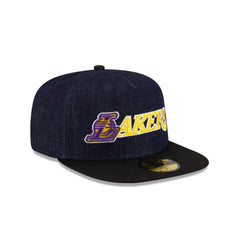 Los Angeles Lakers Navy Denim 59FIFTY A-Frame Fitted Hat