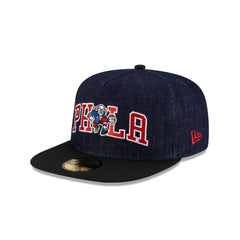 Philadelphia 76ers Navy Denim 59FIFTY A-Frame Fitted Hat