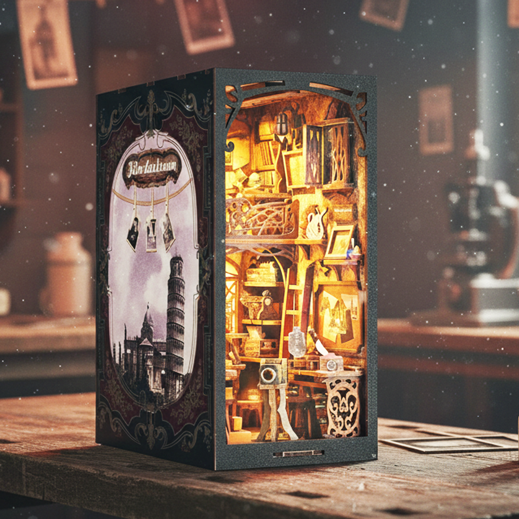 Film Darkroom Wooden Book Nook Shelf Decor