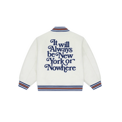 New York or Nowhere x New York Mets Youth Chrome White Motto Varsity Jacket
